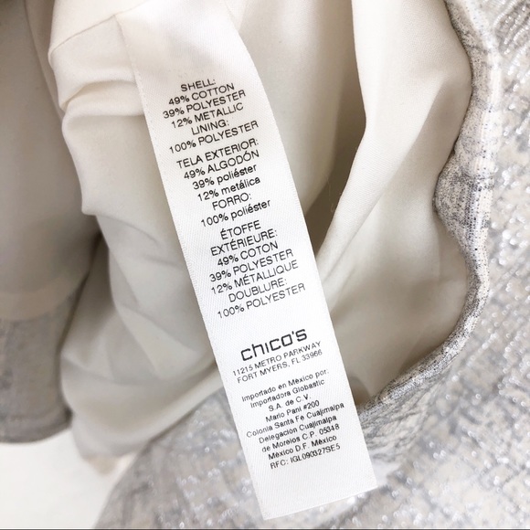 NWOT Chico’s‎ White Silver Metallic Blazer M (1) - Picture 7 of 8